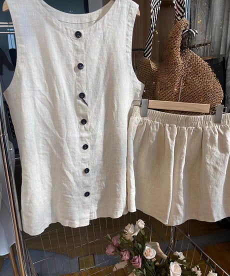 sleeveless shorts set / 2color　hm2996