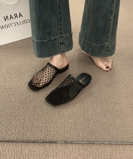 fishnet design flat sandal / 3color　hm2244