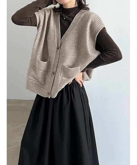 v-neck knit vest / 5color　hm3233