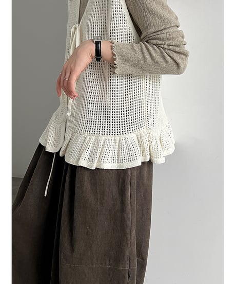 ruffle ribbon vest / 3color　hm3261