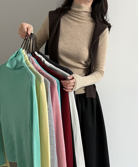 turtleneck knit top / 11color　hm3252