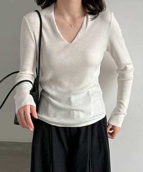 v-neck knit top / 4color　hm3265