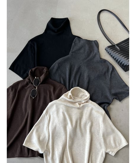 short-sleeve turtleneck top / 4color　hm3263