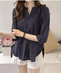 striped loose shirt / 4color　hm3000
