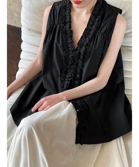 ruffle sleeveless blouse / 2color　hm3011