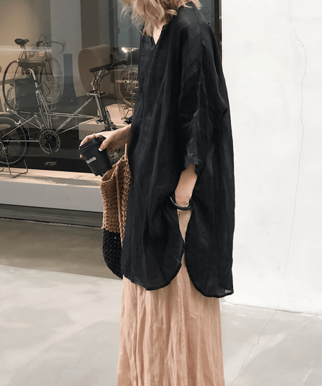 linen long tunic / 3color　hm2997