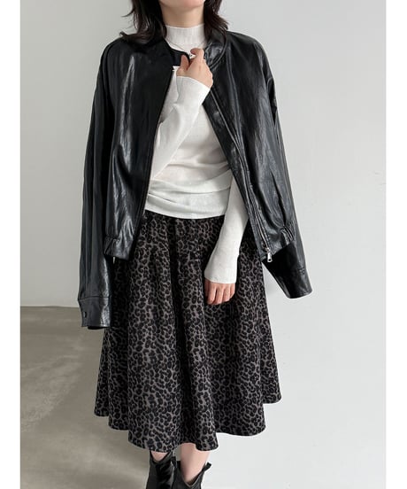 leopard flared skirt　hm3246