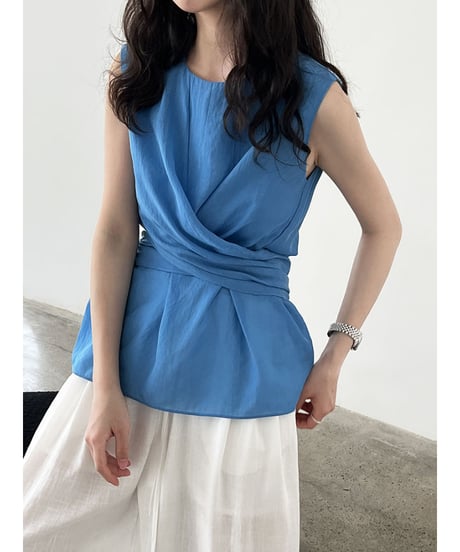 tie waist blouse / 2color　hm3017
