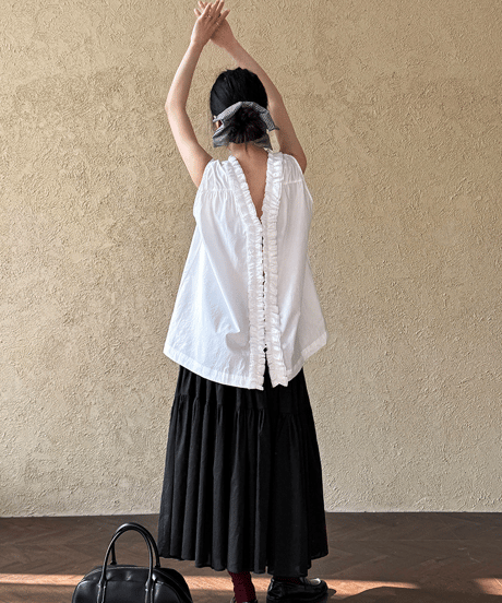ruffle sleeveless blouse / 2color　hm3011