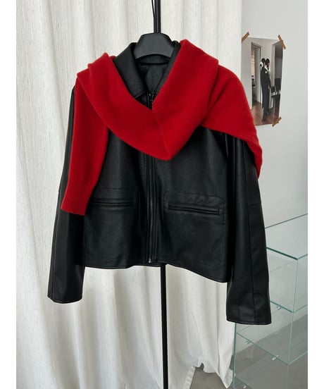 leather zip jacket　hm3236