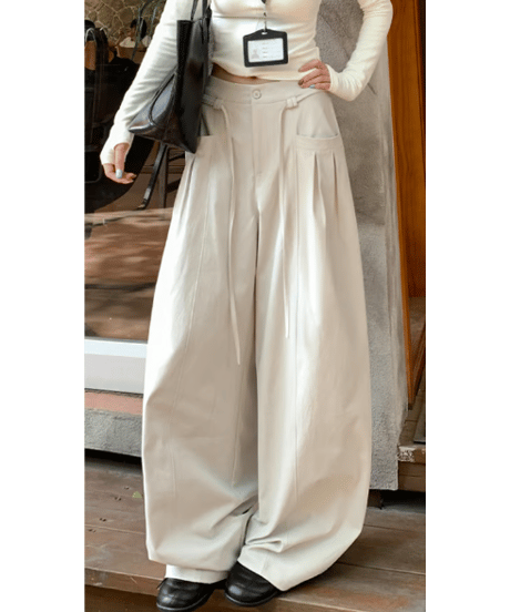 drawstring wide pants / 6color　hm1670