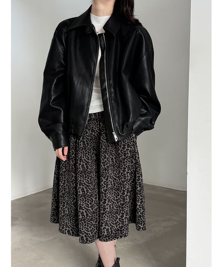 leopard flared skirt　hm3246
