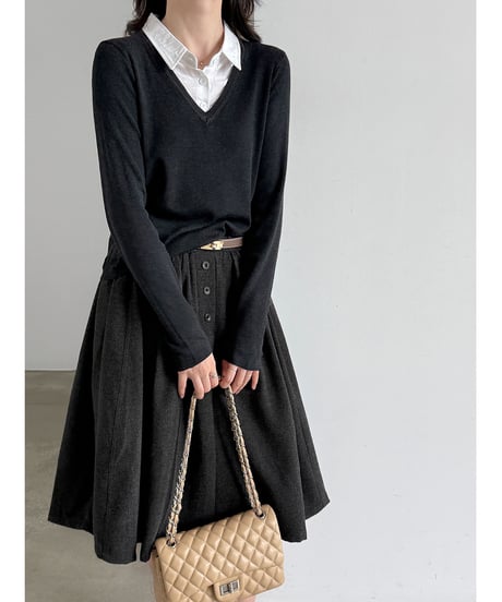 layered collar knit / 2color　hm3229
