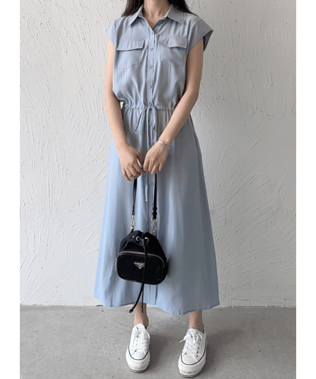 drawstring shirt dress / 3color　hm2991