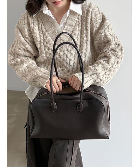 cable layered knit  / 2color　hm3230