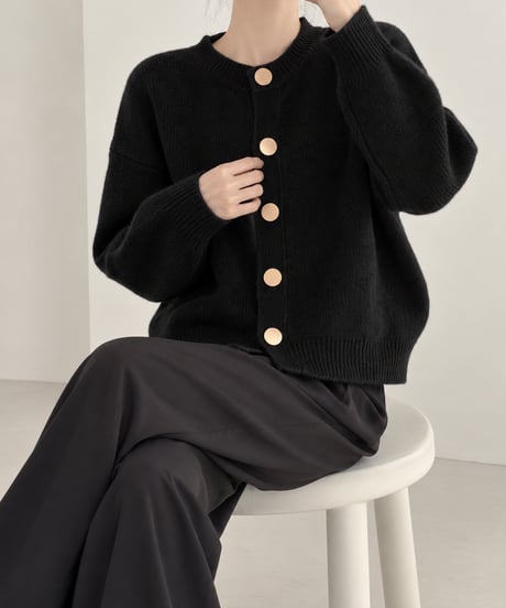 crewneck knit cardigan   / 5color　hm2603
