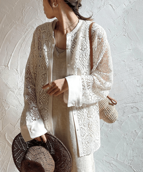 crochet lace blouse / 4color　hm3007
