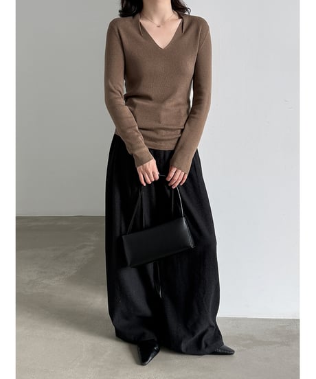 v-neck knit top / 4color　hm3265