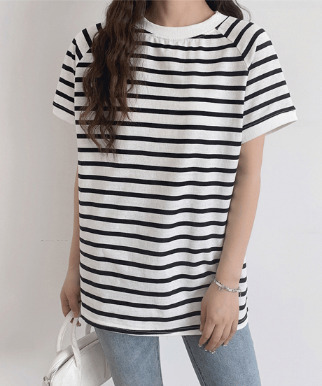 border cotton tee / 2color　hm2986