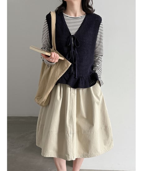 ruffle ribbon vest / 3color　hm3261