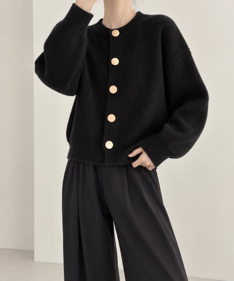 crewneck knit cardigan   / 5color　hm2603