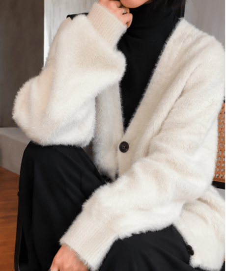 shaggy knit cardigan / 6color　hm1002
