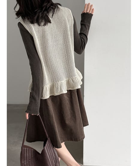 ruffle ribbon vest / 3color　hm3261