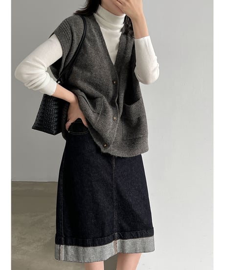 v-neck knit vest / 5color　hm3233
