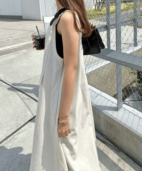 linen strap dress / 4color　hm3001