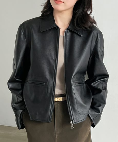 leather zip jacket　hm3236