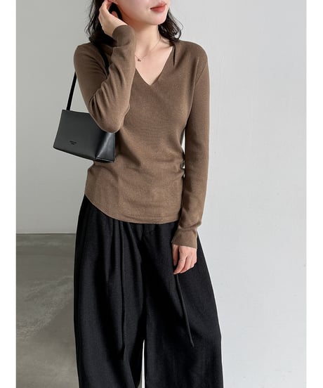 v-neck knit top / 4color　hm3265