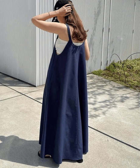 linen strap dress / 4color　hm3001