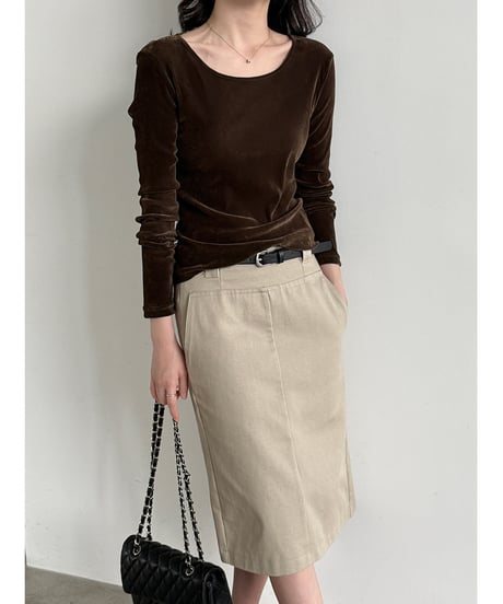velvet u-neck top / 2color　hm3235