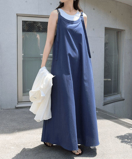 linen strap dress / 4color　hm3001