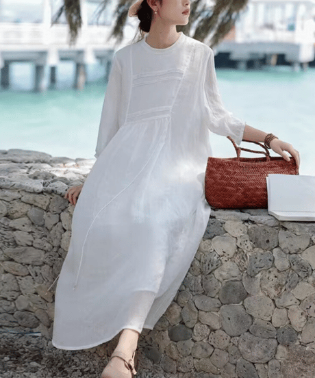 linen tie dress　hm2994