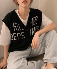 lettered knit vest / 2color　hm3159