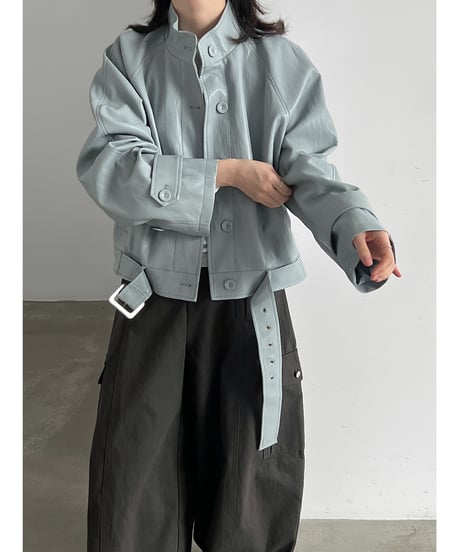 belted biker jacket / 2color　hm3248