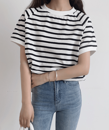 border cotton tee / 2color　hm2986