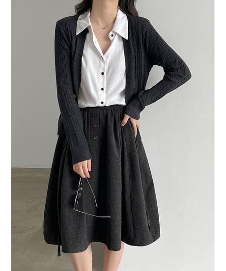 layered knit cardigan / 2color　hm3253