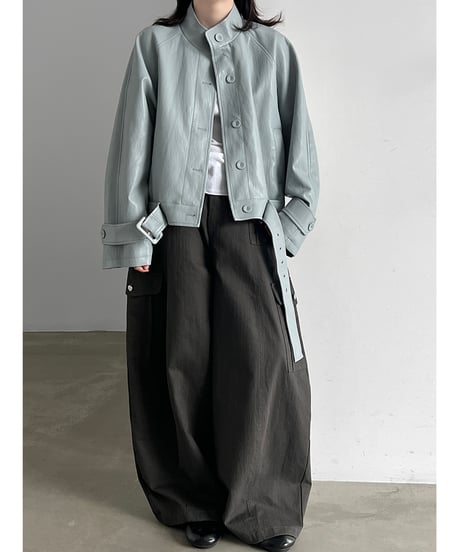 belted biker jacket / 2color　hm3248