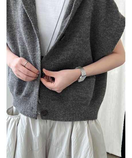 hooded knit vest / 4color　hm3218