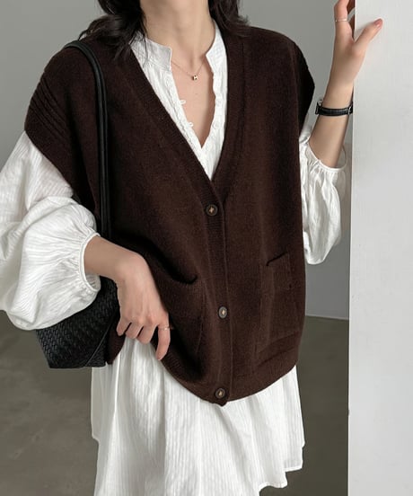 v-neck knit vest / 5color　hm3233