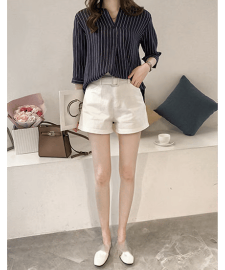 striped loose shirt / 4color　hm3000