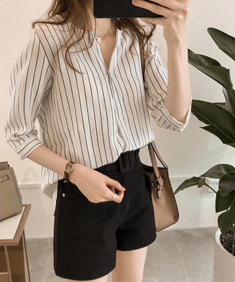 striped loose shirt / 4color　hm3000