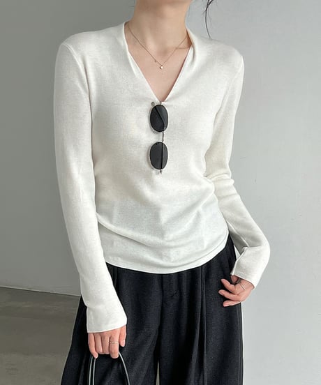 v-neck knit top / 4color　hm3265