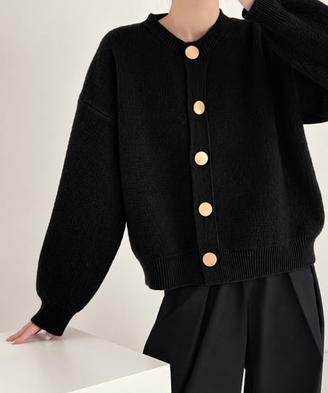 crewneck knit cardigan   / 5color　hm2603