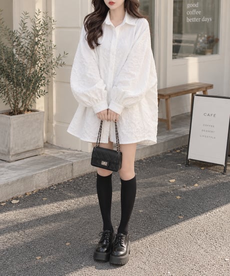 textured oversized shirt　hm3269