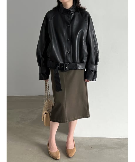 belted biker jacket / 2color　hm3248