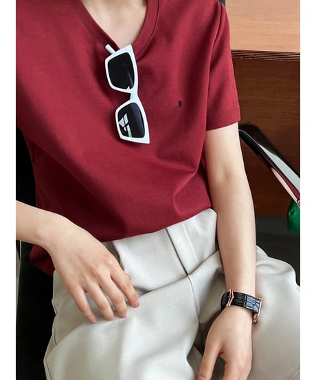 letter embroidery tee / 3color　hm3014