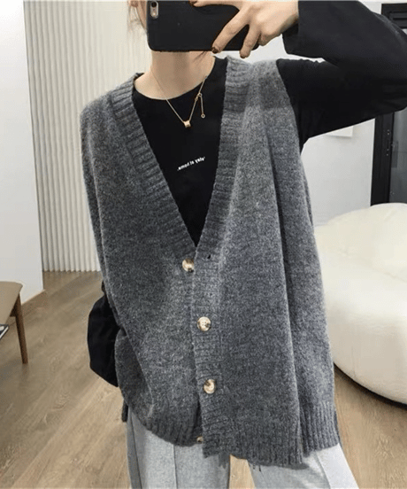 oversized knit vest / 5color　hm2618